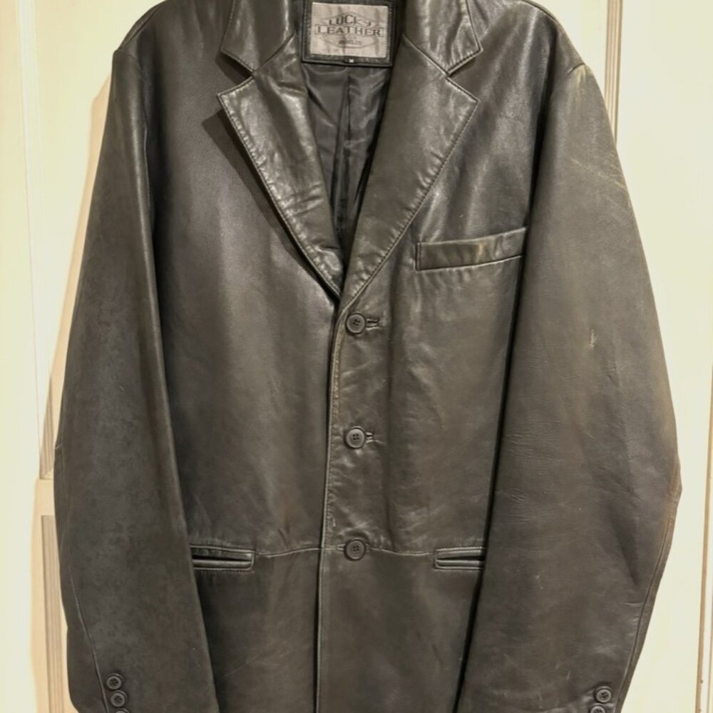 Lucky Leather Black Lambskin Jacket, Medium